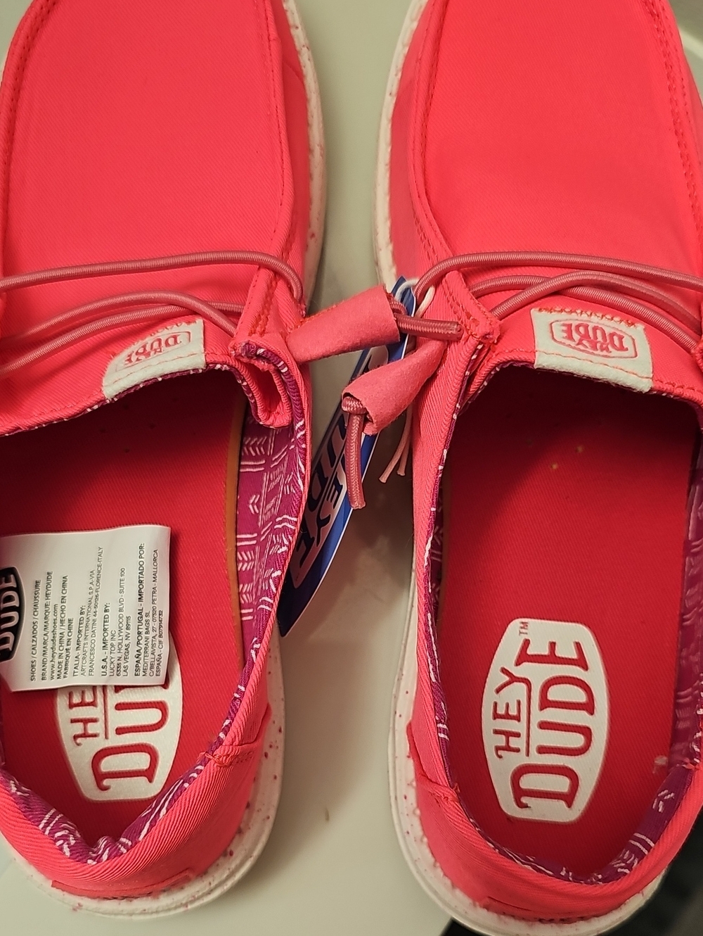Women's Hey Dude Wendy Stretch Canvas Neon Pink. NWT. Never Worn. - Picture 9 of 10